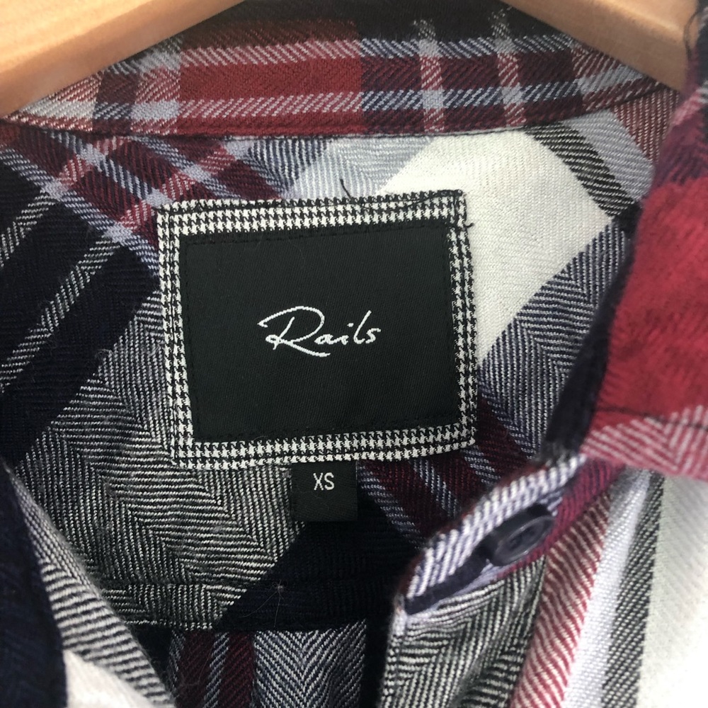 Rails Plaid Tunic Button Down Red Blue Xs Nadine - image 2